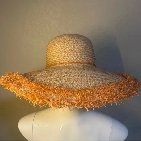 HELEN KAMINSKI BIA FRINGED WIDE BRIM RAFFIA HAT NEW - Picture 3 of 16
